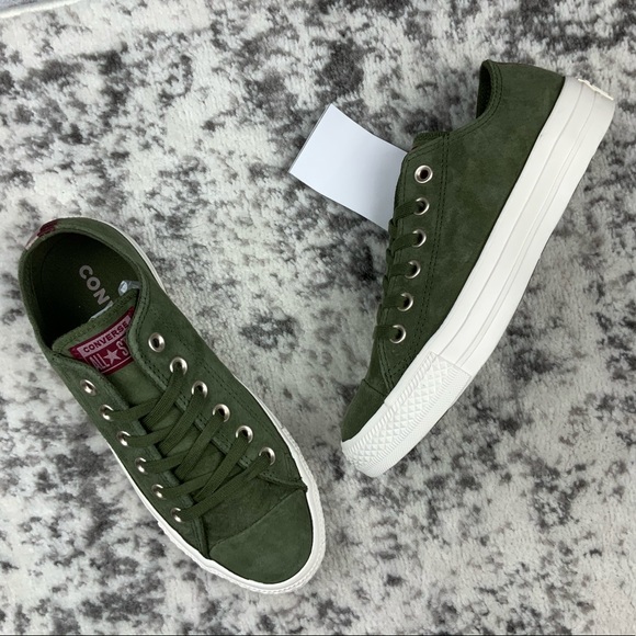 Converse Shoes - NIB Converse CTAS Ox green suede women’s sneakers